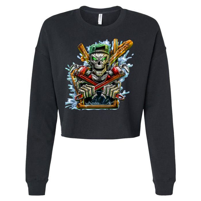 Skeleton Plumber Cropped Pullover Crew