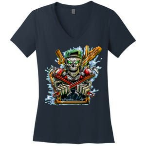 Skeleton Plumber Women's V-Neck T-Shirt