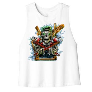 Skeleton Plumber Women's Racerback Cropped Tank