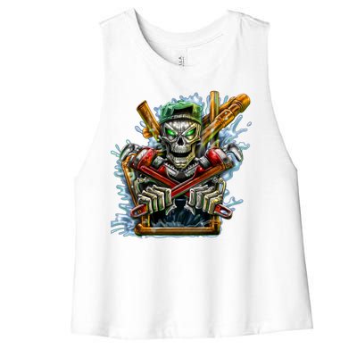 Skeleton Plumber Women's Racerback Cropped Tank