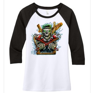 Skeleton Plumber Women's Tri-Blend 3/4-Sleeve Raglan Shirt