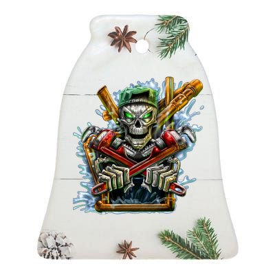 Skeleton Plumber Ceramic Bell Ornament