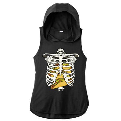 Skeleton Rib Cage Filled With Tacos Ladies PosiCharge Tri-Blend Wicking Draft Hoodie Tank