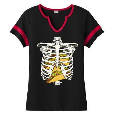 Skeleton Rib Cage Filled With Tacos Ladies Halftime Notch Neck Tee