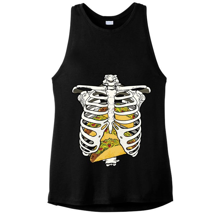 Skeleton Rib Cage Filled With Tacos Ladies PosiCharge Tri-Blend Wicking Tank