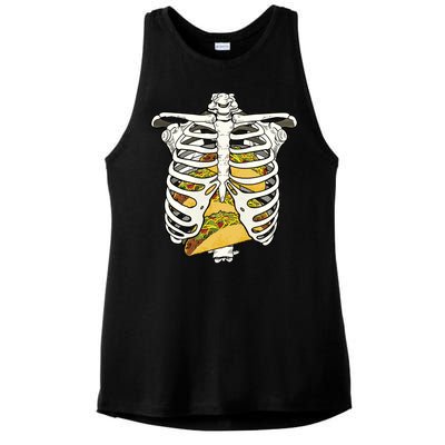 Skeleton Rib Cage Filled With Tacos Ladies PosiCharge Tri-Blend Wicking Tank