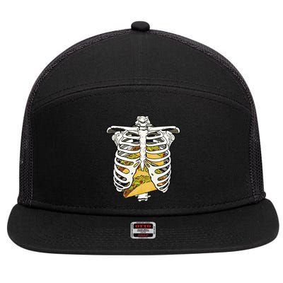 Skeleton Rib Cage Filled With Tacos 7 Panel Mesh Trucker Snapback Hat