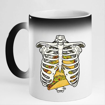 Skeleton Rib Cage Filled With Tacos 11oz Black Color Changing Mug