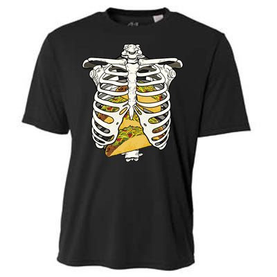 Skeleton Rib Cage Filled With Tacos Cooling Performance Crew T-Shirt