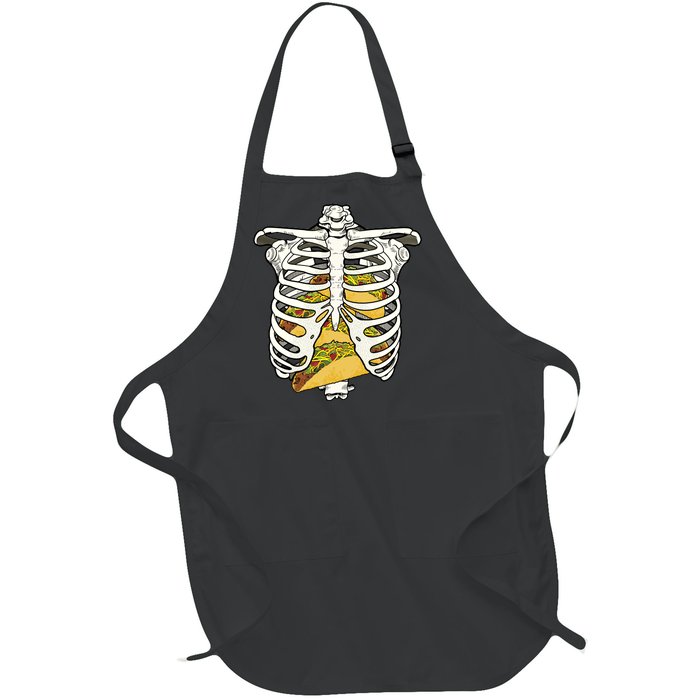 Skeleton Rib Cage Filled With Tacos Full-Length Apron With Pockets