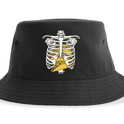 Skeleton Rib Cage Filled With Tacos Sustainable Bucket Hat