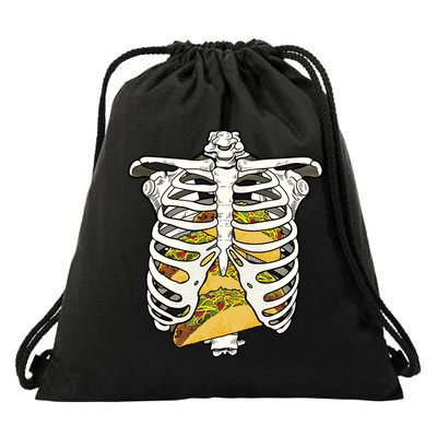 Skeleton Rib Cage Filled With Tacos Drawstring Bag
