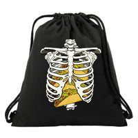 Skeleton Rib Cage Filled With Tacos Drawstring Bag