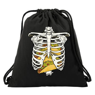 Skeleton Rib Cage Filled With Tacos Drawstring Bag