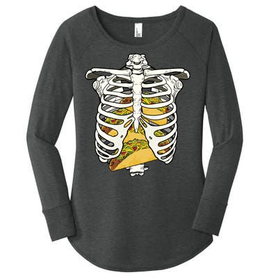 Skeleton Rib Cage Filled With Tacos Women's Perfect Tri Tunic Long Sleeve Shirt