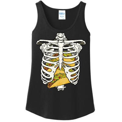 Skeleton Rib Cage Filled With Tacos Ladies Essential Tank