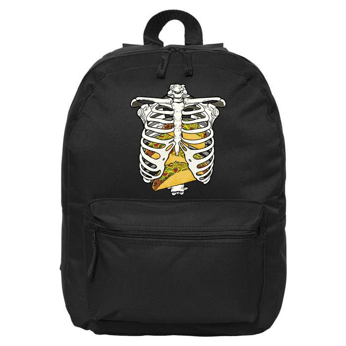 Skeleton Rib Cage Filled With Tacos 16 in Basic Backpack