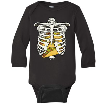 Skeleton Rib Cage Filled With Tacos Baby Long Sleeve Bodysuit