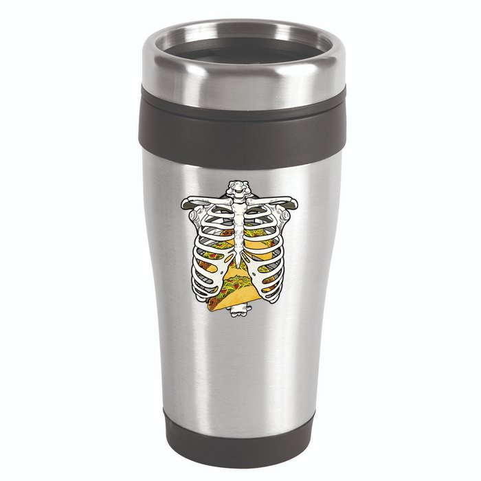 Skeleton Rib Cage Filled With Tacos 16oz Travel Tumbler