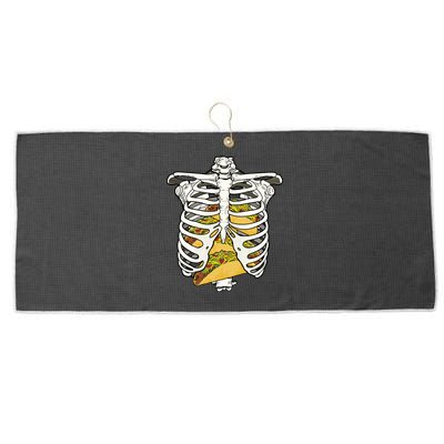 Skeleton Rib Cage Filled With Tacos Large Microfiber Waffle Golf Towel