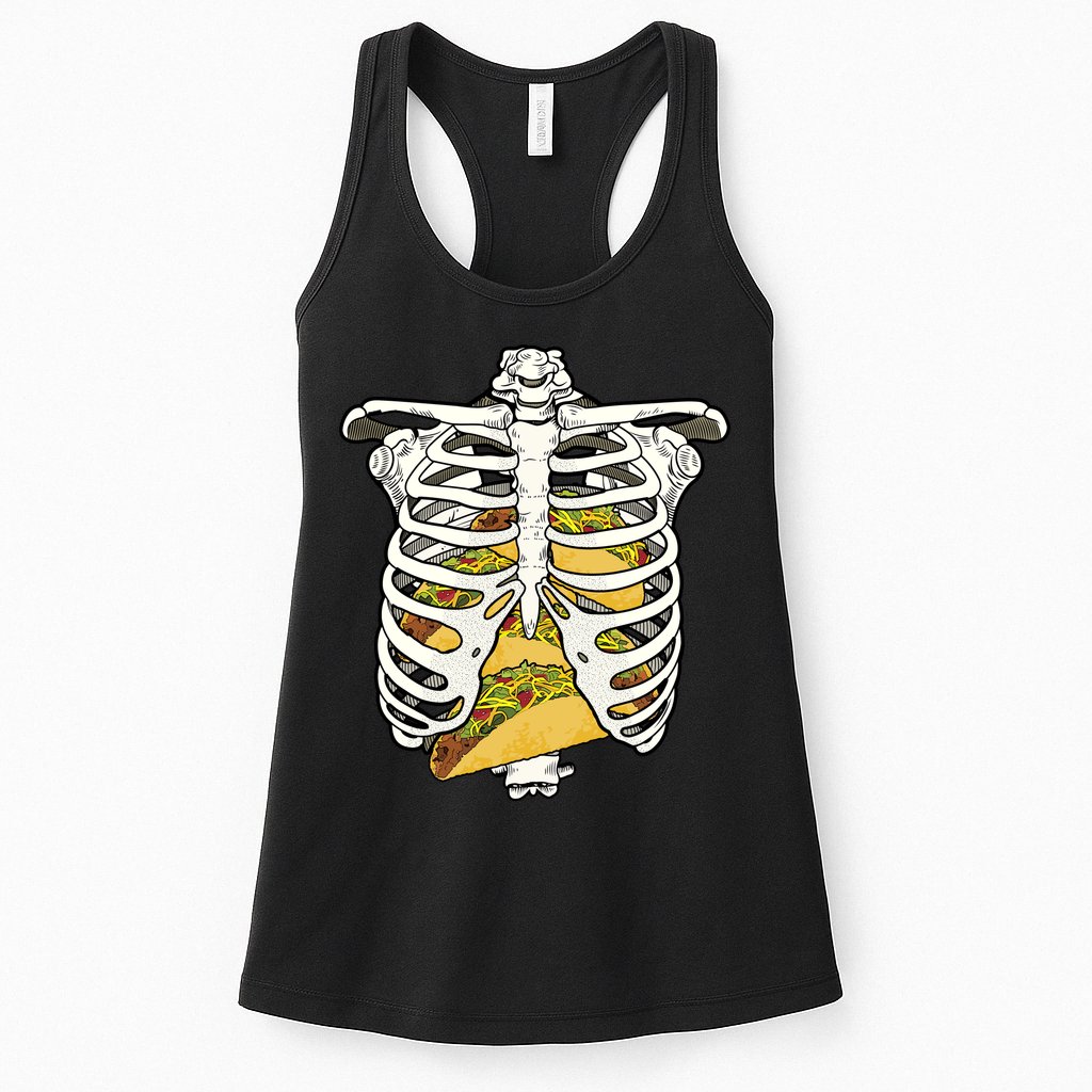 Skeleton Rib Cage Filled With Tacos Womens Tank Top