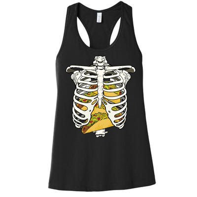 Skeleton Rib Cage Filled With Tacos Women's Racerback Tank