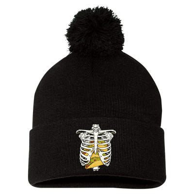 Skeleton Rib Cage Filled With Tacos Pom Pom 12in Knit Beanie