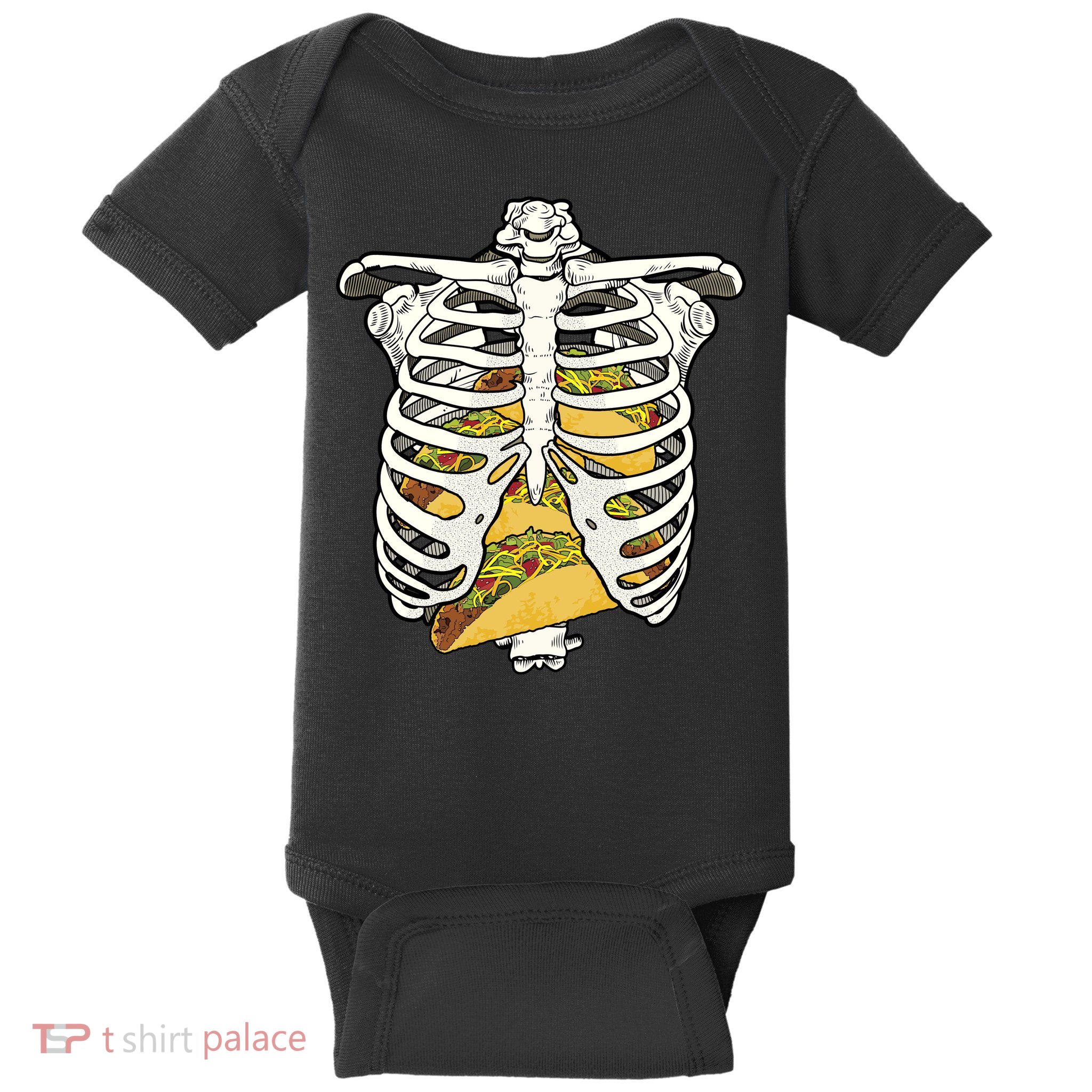 Skeleton Rib Cage Filled With Tacos Baby Bodysuit