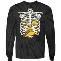 Skeleton Rib Cage Filled With Tacos Tie-Dye Long Sleeve Shirt