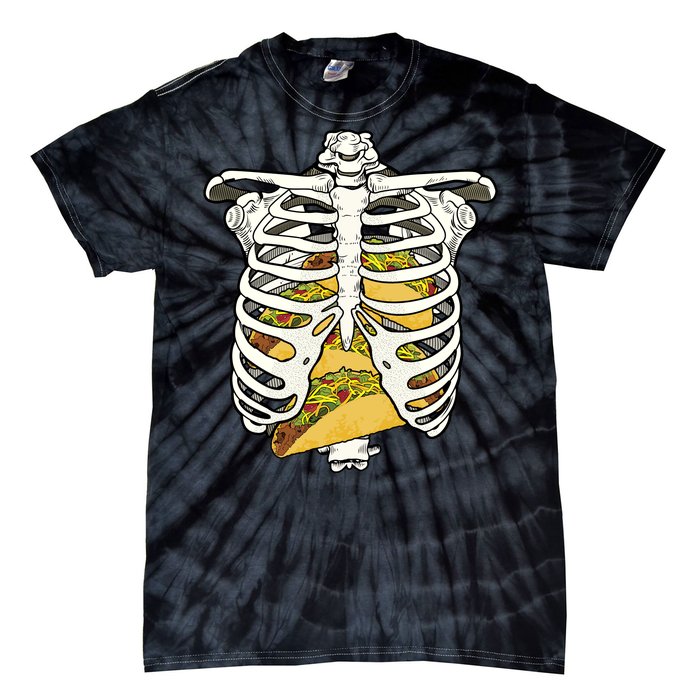 Skeleton Rib Cage Filled With Tacos Tie-Dye T-Shirt