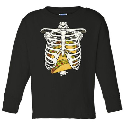 Skeleton Rib Cage Filled With Tacos Toddler Long Sleeve Shirt