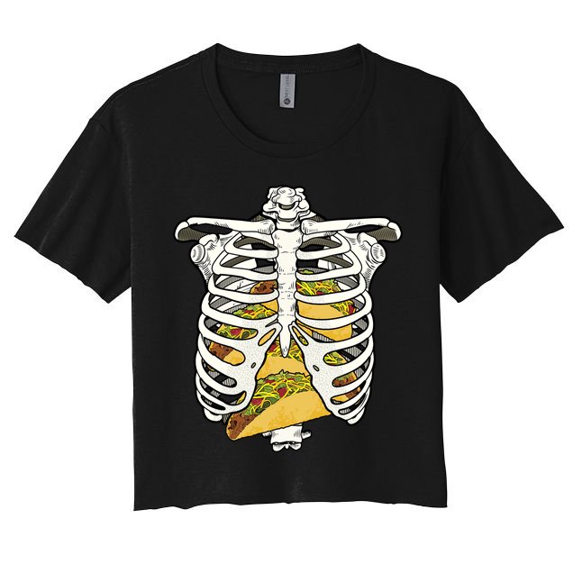 Skeleton Rib Cage Filled With Tacos Crop Top