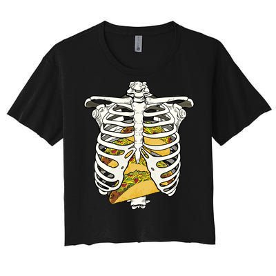 Skeleton Rib Cage Filled With Tacos Women's Crop Top Tee