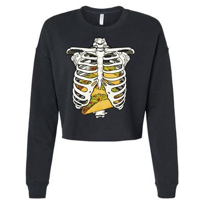 Skeleton Rib Cage Filled With Tacos Cropped Pullover Crew