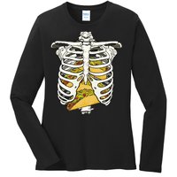 Skeleton Rib Cage Filled With Tacos Ladies Long Sleeve Shirt