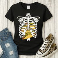 Skeleton Rib Cage Filled With Tacos Womens T-Shirt