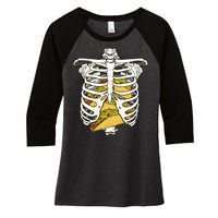 Skeleton Rib Cage Filled With Tacos Women's Tri-Blend 3/4-Sleeve Raglan Shirt