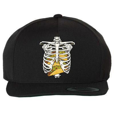 Skeleton Rib Cage Filled With Tacos Wool Snapback Cap