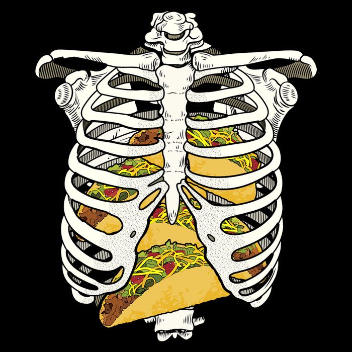 Skeleton Rib Cage Filled With Tacos Wool Snapback Cap