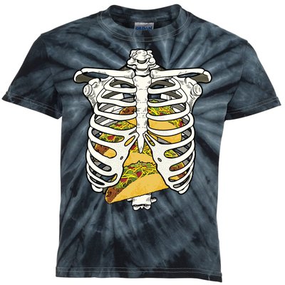 Skeleton Rib Cage Filled With Tacos Kids Tie-Dye T-Shirt