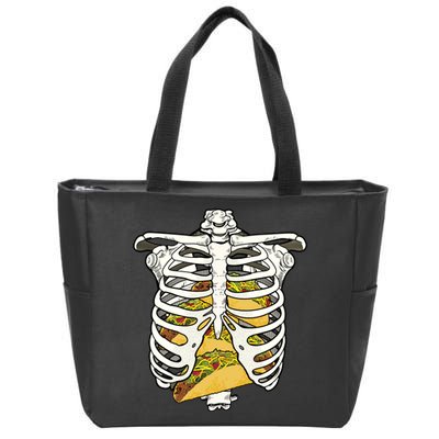 Skeleton Rib Cage Filled With Tacos Zip Tote Bag