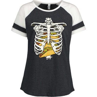 Skeleton Rib Cage Filled With Tacos Enza Ladies Jersey Colorblock Tee