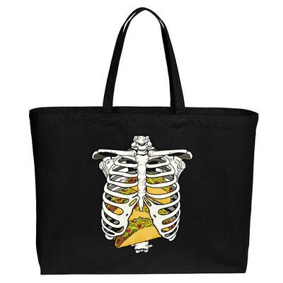 Skeleton Rib Cage Filled With Tacos Cotton Canvas Jumbo Tote