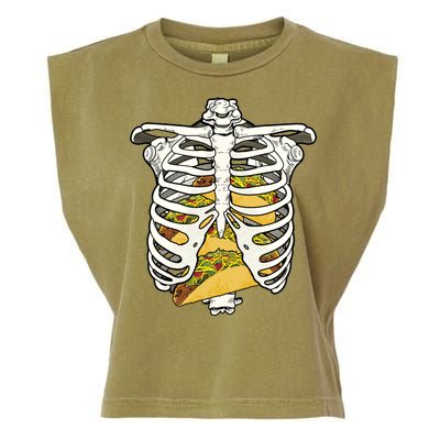 Skeleton Rib Cage Filled With Tacos Garment-Dyed Women's Muscle Tee