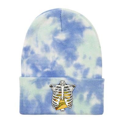 Skeleton Rib Cage Filled With Tacos Tie Dye 12in Knit Beanie