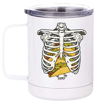 Skeleton Rib Cage Filled With Tacos 12 oz Stainless Steel Tumbler Cup