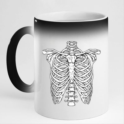 Skeleton Rib Cage Scary Halloween Costume 11oz Black Color Changing Mug