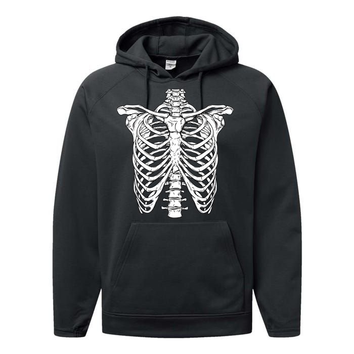 Skeleton Rib Cage Scary Halloween Costume Performance Fleece Hoodie