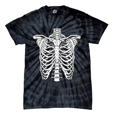 Skeleton Rib Cage Scary Halloween Costume Tie-Dye T-Shirt