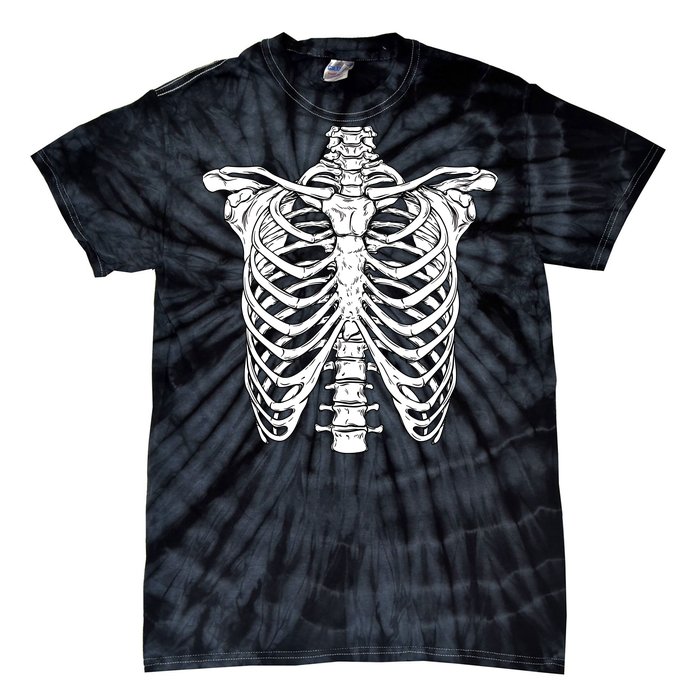 Skeleton Rib Cage Scary Halloween Costume Tie-Dye T-Shirt